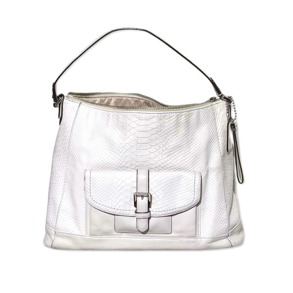 Coach D1420 SV/PH Charlie Python Leather Hobo Tote Shoulder Handbag - Picture 2 of 12